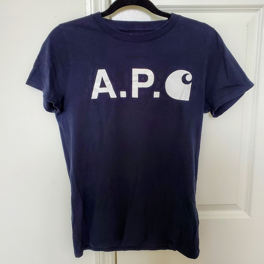 *SOLD* APC x Carhartt WIP T-shirt Navy EUC sz S